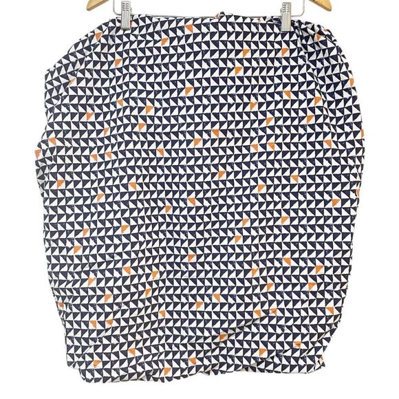 Pottery Barn Kids Geometric Triangle Print Blue Orange Fitted Cotton Sheet - Picture 2 of 6